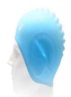 Buy Adult Silicone Swim Cap With Ear Guard Protect Water - Light Blue in Saudi Arabia