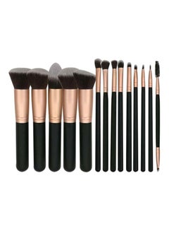 Buy 14-Piece Makeup Brush Set Black/Rose Gold in UAE
