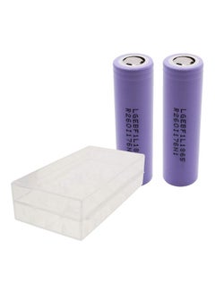 Buy 2Pcs 3.6V 3350Mah 18650 Li-Ion Rechargeable Battery With Case White in UAE