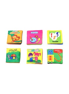 Buy 6-Piece Cloth Book Set Digital Printed Filled With Light Soft Filler For Kids 11x10x3cm in Saudi Arabia