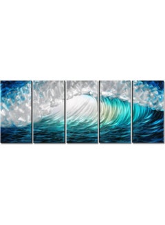 Buy 5-Piece Wave Seascape Themed Wall Painting Set Blue/White in UAE