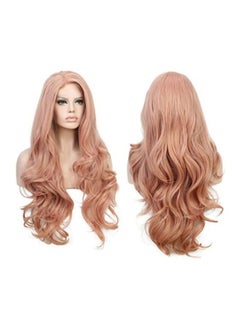 اشتري Synthetic Wave Curly Long Wig وردي 20x18x3 سنتيمتر في السعودية