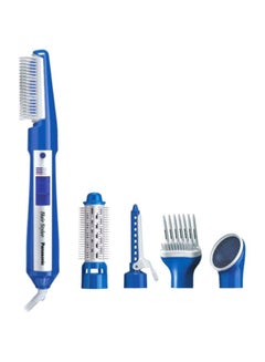 Buy 5 attachments 650W Hair Styler, 2 Speed Settings, Soft Pouch Blue/White in Saudi Arabia