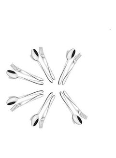 Buy 12-Piece Stainless Steel Spoon And Fork Set Silver 6.3inch in Saudi Arabia