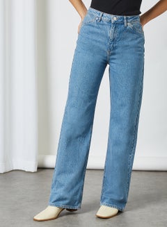 Buy Wide Leg Jeans Mid Blue in UAE