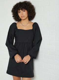 Buy Puff Sleeve Mini Dress Black in UAE