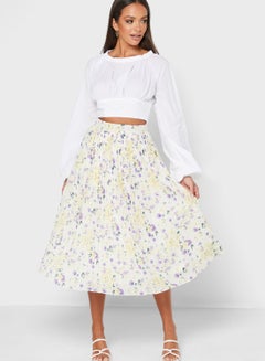Buy Floral Print Skirt Multicolour in Saudi Arabia