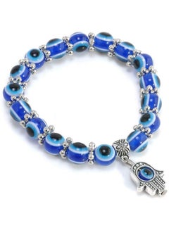 Blue Evil Eye Beads Stretch Bracelets Fatima Hand Pendant Hamas Fashion Jewelry 