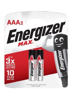 اشتري 2- Piece AAA Square Max Alkaline Batteries Silver/Black/Red في مصر