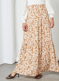 Buy Floral Maxi Skirt Ecru in Saudi Arabia