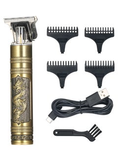 Buy USB Rechargeable Hair trimmer Electric Haircut Kit Gold/Black in UAE