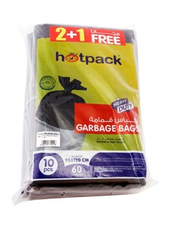 Buy 2+1 Free 10-Piecesx3 Pack Heavy Duty Flat Garbage Bags Black 95x120cm in Saudi Arabia