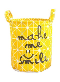 Buy Foldable Cartoon Printed Storage Laundry Basket Yellow/Black/White 27x23cm in UAE