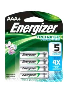 Buy 4-Piece Long Lasting Rechargeable Recharge Plus AAA Battery Set Silver/Green in UAE