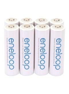 Buy Pack Of 8 AA Rechargeable Batteries White in Saudi Arabia