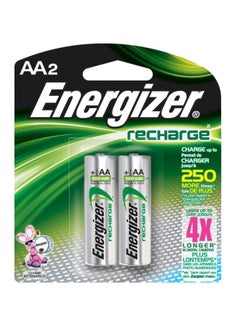 Buy Pack Of 2 Rechargeable AA Batteries Silver in Saudi Arabia