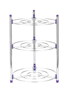 Buy 3 Tier Round Shape Kitchen Shelf Storage Silver/Purple in UAE