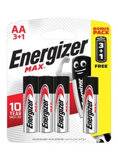 Buy 4-Piece AA Battery Set Silver/Black/Red in UAE