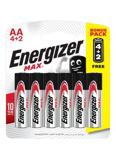 اشتري Max AA Alkaline Batteries (Set of 4+2) Multicolour في الامارات