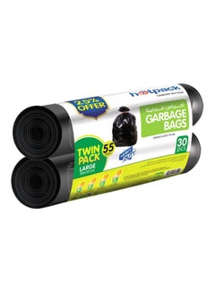 اشتري Twin Pack 30-Piece Garbage Roll Black 80x110 cm 55 Gallon 25 % off في الامارات