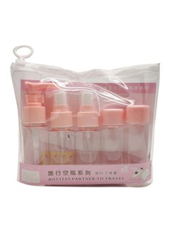 Buy Pack Of 7 Portable Travel Size Empty Bottle Set Pink/White/Clear 10x8x2centimeter in Saudi Arabia