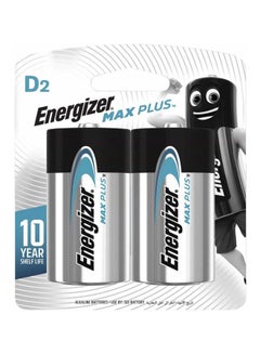 Buy 2-Piece Max Plus D2 Alkaline Battery Set Silver/Black in UAE