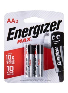 Buy 2-Piece Max AA2 Alkaline Battery Set Silver/Black in Saudi Arabia