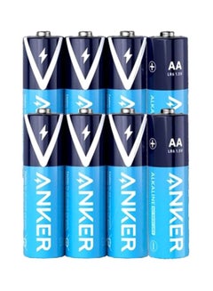 Buy 8-Piece AA Alkaline Battery Set Blue/White in Saudi Arabia