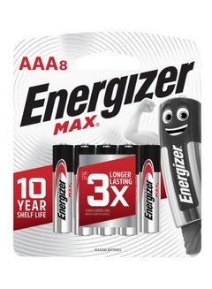Buy 8-Piece Max AAA Alkaline Battery Silver/Black/Red in UAE