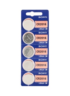 Buy Pack Of 5 CR2016 Coin Lithium Battery Silver in Saudi Arabia