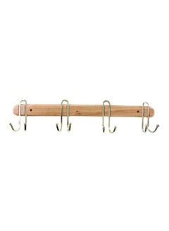 Buy Wooden Base Durable Steel Hook Brown/Silver in UAE