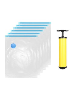 Buy 7-Piece Vacuum Storage Bag With Suction Pump Multicolour 60x80cm in Saudi Arabia