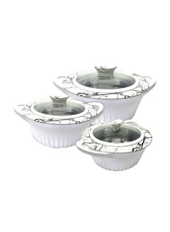 Buy 3-Piece Oliwood Glass Lid  Casserole Set White in Saudi Arabia