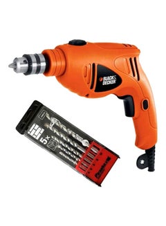 Buy Hammer Drill Single Speed For Wood, Steel And Masorny Drilling With 5-Pieces High Performance Masonry Drill Bits 480W HD4810BIT-B5 Orange/Silver/Black in Saudi Arabia