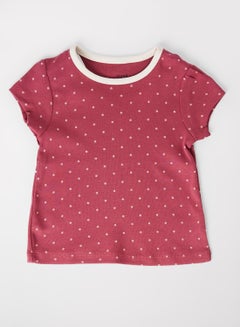 Buy Baby Girls Dot Printed T-Shirt Red/White in UAE