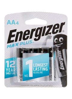 Buy Pack Of 4 Max Plus AA Alkaline Batteries Silver/Black/White in Saudi Arabia