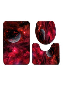 Buy 3-Piece Bath Mat Accessory Set Red/Black Big 45x75 cm, Medium 45x37 cm, Small 45x35cm in Saudi Arabia