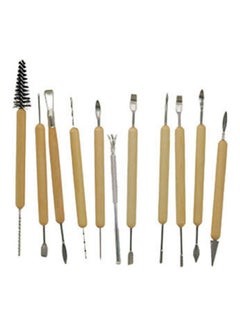 Buy Pack Of 10 Wooden Carving Tools + 1 Metal Tool Brown/SIlver in Egypt