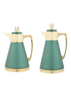 Buy Lavera 2 Pieces Coffee and Tea Vacuum Flask Set Green/Gold 1.0/1.7Liters in Saudi Arabia