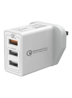 Buy Quick Charge 3.0 Wall Charger, Universal 30W 3-Port Travel USB Qualcomm QC 3.0 Charger with Ultra-Fast Dual USB Port and Automatic Voltage Regulation for Smartphones, Tablets, Kraft-QC.UK White White in UAE