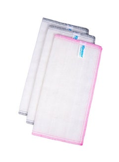 Buy Pack Of 3 Kitchen Towel White/Pink 30x30cm in UAE