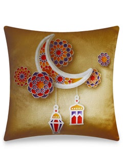 Buy Ramadan Kareem Printed Velvet Cushion Cover Multicolour 45 x 45cm in UAE