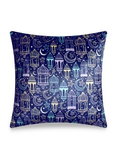 Buy Ramadan Kareem Printed Velvet Cushion Cover Multicolour 45 x 45cm in Saudi Arabia