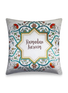 Buy Ramadan Kareem Printed Velvet Cushion Cover Multicolour 45 x 45cm in Saudi Arabia