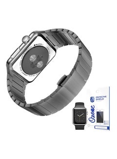 Buy Stainless Steel Band Strap With Screen Protector For 42mm Apple Watch 42millimeter Grey in UAE