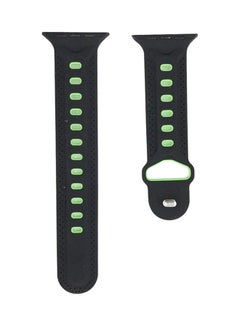 Buy Ozone Soft Silicone Strap For Apple Watch 44Mm Series 4 / 42Mm Series 3 / 2 / 1 Adjustable Sports Band - Black Black/Green in UAE