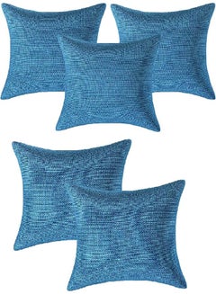 Buy 5-Piece Cushion Cover Set Blue 16x16inch in UAE