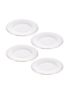 Buy 4-Piece Dinner Plates White/Gold 7.5inch in Saudi Arabia