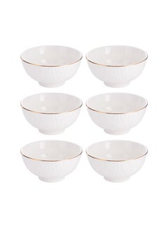 Buy 6-Piece Bowls White/Gold 5.5inch in Saudi Arabia