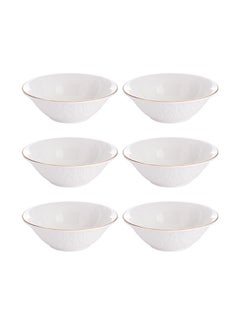 Buy 6-Piece Bowls White/Gold 7inch in Saudi Arabia